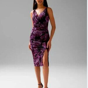 White House Black Market Ruched midi floral dress Size 0